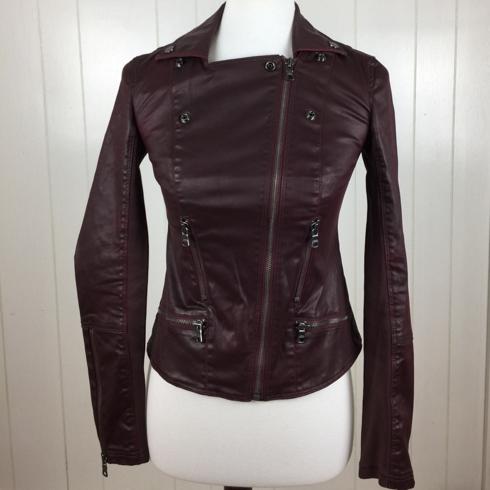 AX Armani Exchange Burgundy Moto Style Jacket